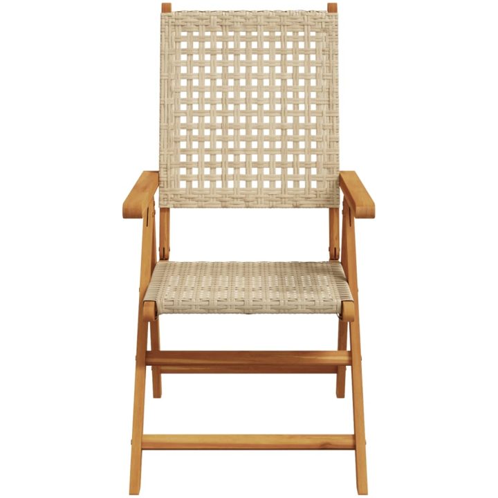 Justerbara trädgårdsstolar 4 st beige konstrotting/massivt trä vidaXL – bild 4