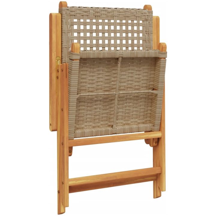Justerbara trädgårdsstolar 4 st beige konstrotting/massivt trä vidaXL – bild 7