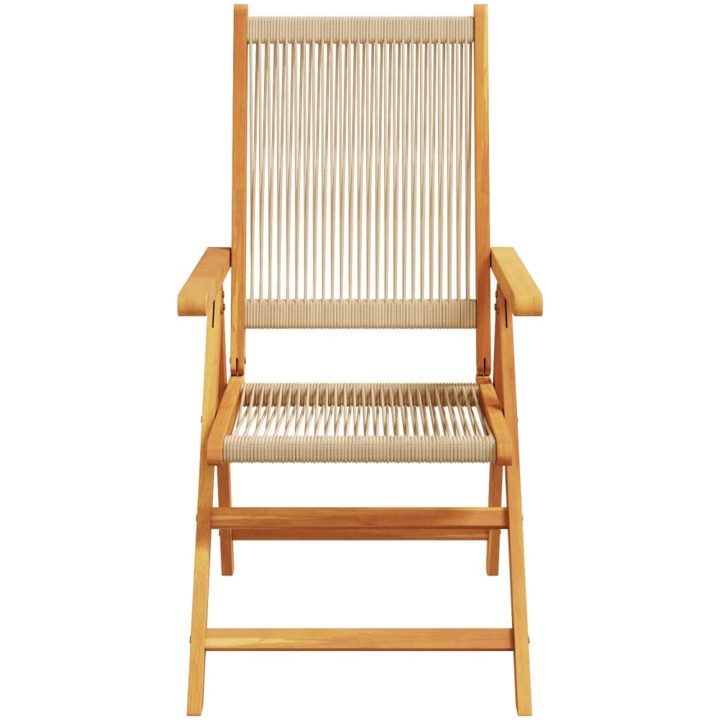 Justerbara trädgårdsstolar 4 st beige massivt akaciaträ vidaXL – bild 4