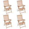 Justerbara trädgårdsstolar 4 st massiv teak vidaXL – miniatyr 1