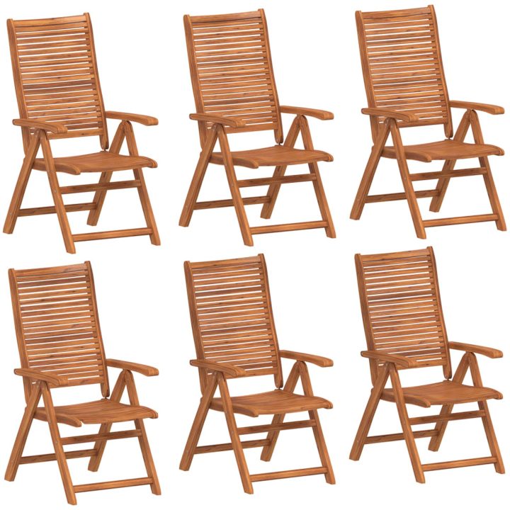 Justerbara trädgårdsstolar 6 st 56x72x107 cm massivt akaciaträ vidaXL – bild 2