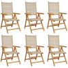 Justerbara trädgårdsstolar 6 st beige konstrotting/massivt trä vidaXL – miniatyr 2