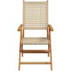 Justerbara trädgårdsstolar 6 st beige konstrotting/massivt trä vidaXL – miniatyr 4