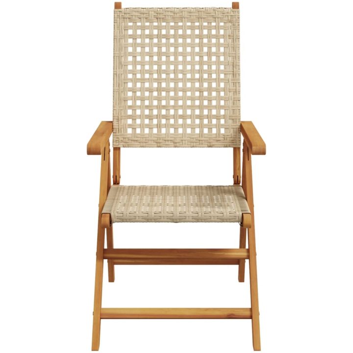 Justerbara trädgårdsstolar 6 st beige konstrotting/massivt trä vidaXL – bild 4
