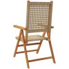 Justerbara trädgårdsstolar 6 st beige konstrotting/massivt trä vidaXL – miniatyr 6