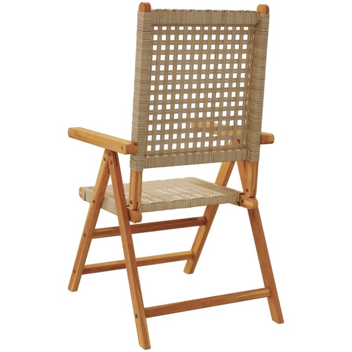 Justerbara trädgårdsstolar 6 st beige konstrotting/massivt trä vidaXL – bild 6