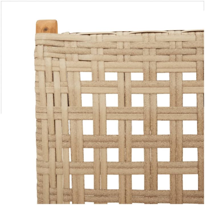 Justerbara trädgårdsstolar 6 st beige konstrotting/massivt trä vidaXL – bild 9
