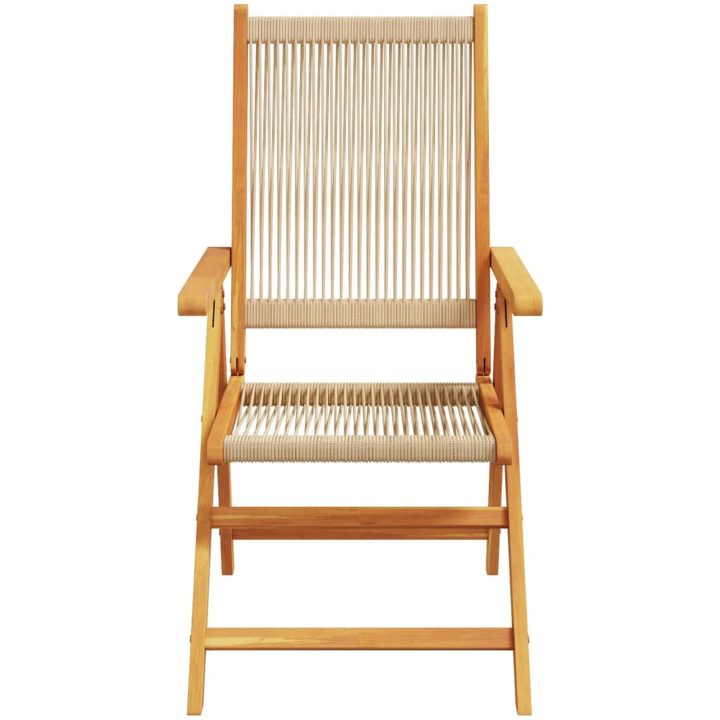 Justerbara trädgårdsstolar 6 st beige massivt akaciaträ vidaXL – bild 4
