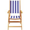 Justerbara trädgårdsstolar 6 st blå och vit tyg och massivt trä vidaXL – miniatyr 4