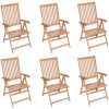 Justerbara trädgårdsstolar 6 st massiv teak vidaXL – miniatyr 1