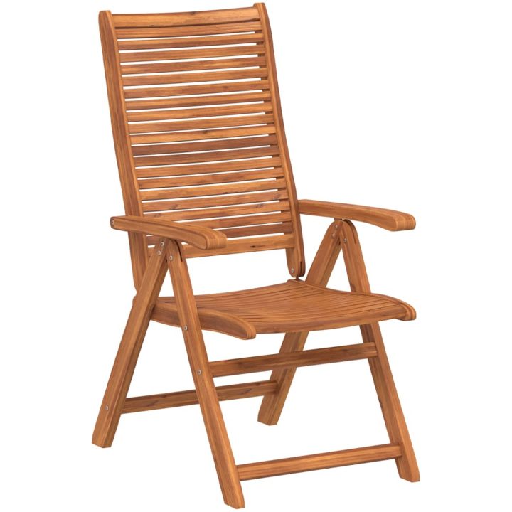 Justerbara trädgårdsstolar 8 st 56x72x107 cm massivt akaciaträ vidaXL – bild 3