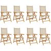 Justerbara trädgårdsstolar 8 st beige konstrotting/massivt trä vidaXL – miniatyr 2