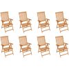 Justerbara trädgårdsstolar 8 st massiv teak vidaXL – miniatyr 1