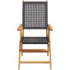 Justerbara trädgårdsstolar 8 st svart konstrotting/massivt trä vidaXL – miniatyr 4