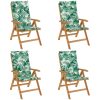 Justerbara trädgårdsstolar med dynor 4 st massiv teak vidaXL 120 x 50 x 3 cm – miniatyr 2