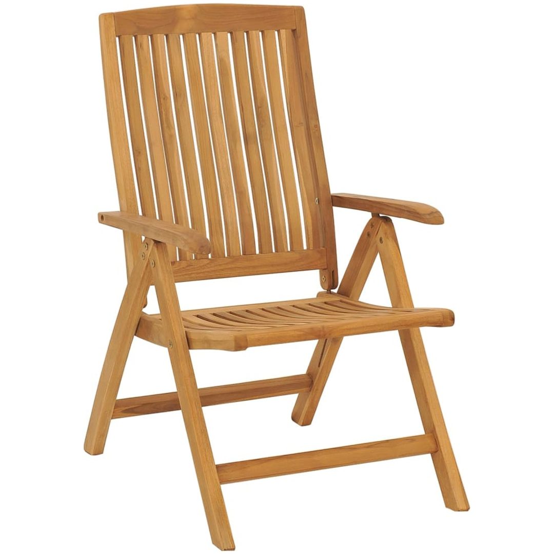 Justerbara trädgårdsstolar med dynor 4 st massiv teak vidaXL 120 x 50 x 3 cm – bild 4