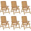 Justerbara trädgårdsstolar med dynor 6 st massiv teak vidaXL 120 x 50 x 3 cm – miniatyr 3