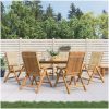 Justerbara trädgårdsstolar med dynor 6 st massiv teak vidaXL 120 x 50 x 3 cm – miniatyr 1