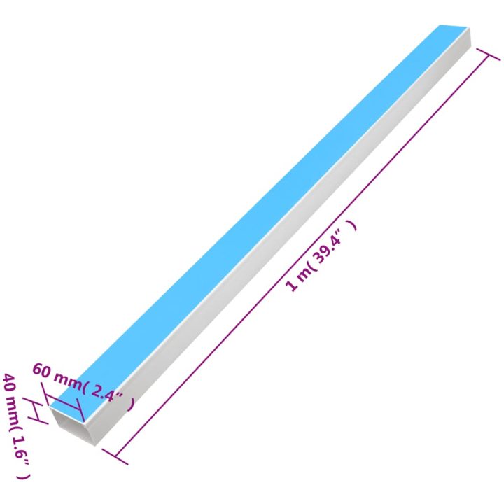 Kabelkanal självhäftande 60x40 mm 10 m PVC vidaXL 60 x 40 mm 10 m – bild 8