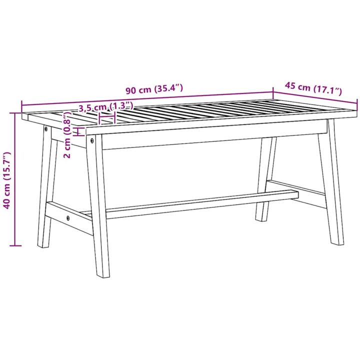 Kaffe bord Massivt akaciaträ vidaXL 90 x 45 x 40 cm – bild 10