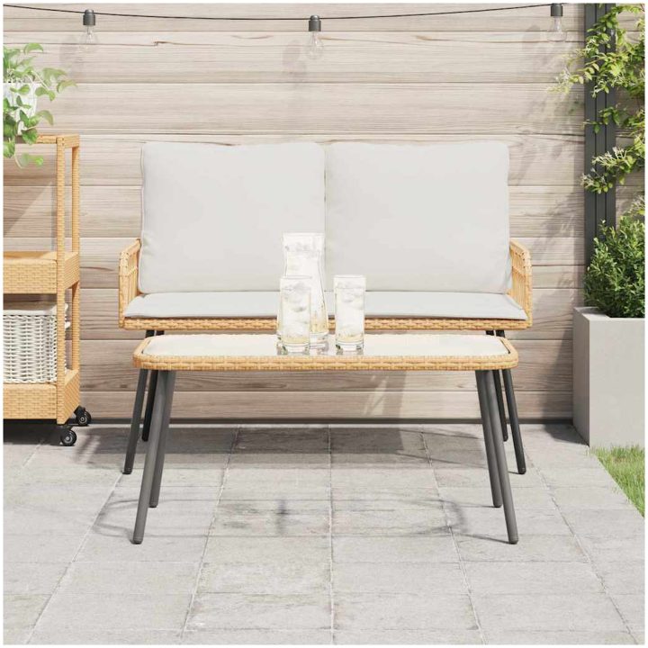Kaffe Bord Naturligt Poly Rattan vidaXL 90 x 45 x 43 cm – bild 4