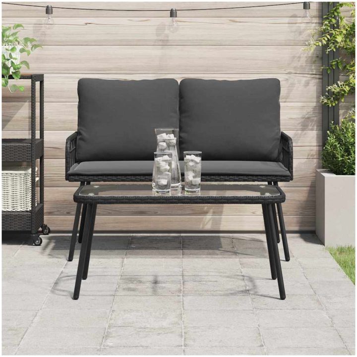 Kaffeebord Svart 90x45x42 cm Konstrotting vidaXL 90 x 45 x 43 cm – bild 4