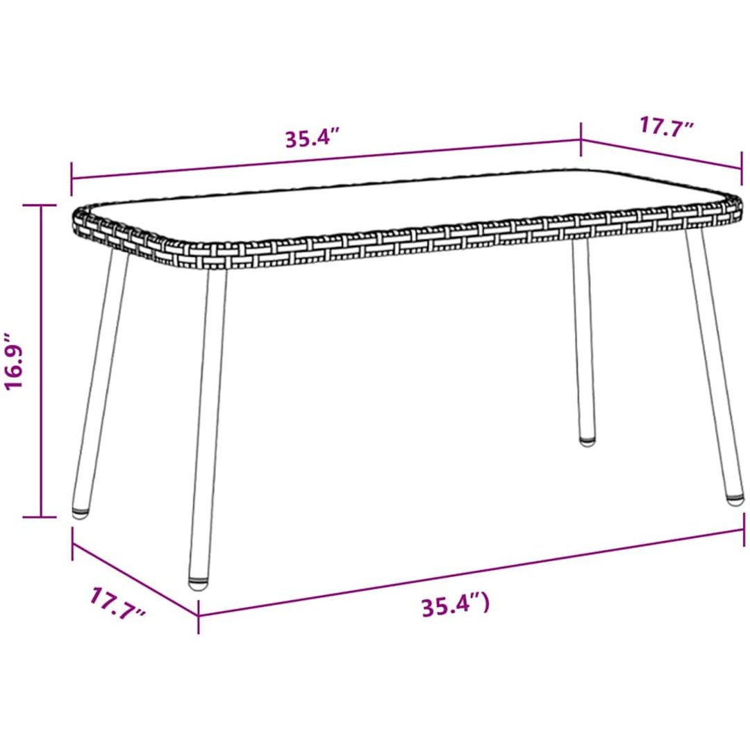 Kaffeebord Svart 90x45x42 cm Konstrotting vidaXL 90 x 45 x 43 cm – bild 9