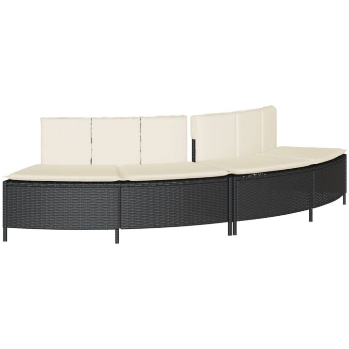 Kant till spabad svart konstrotting och massivt akaciaträ vidaXL 2x bench + 2x step – bild 4