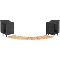 Kant till spabad svart konstrotting och massivt akaciaträ vidaXL