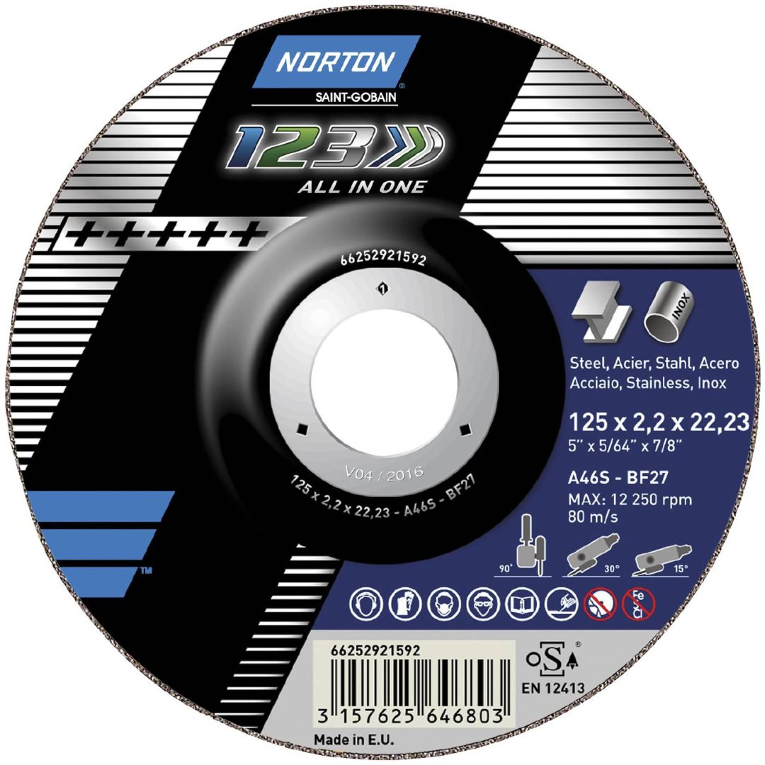 Kapskiva 1-2-3 NORTON KAPSKIVA 125X2,2X22 1-2-3