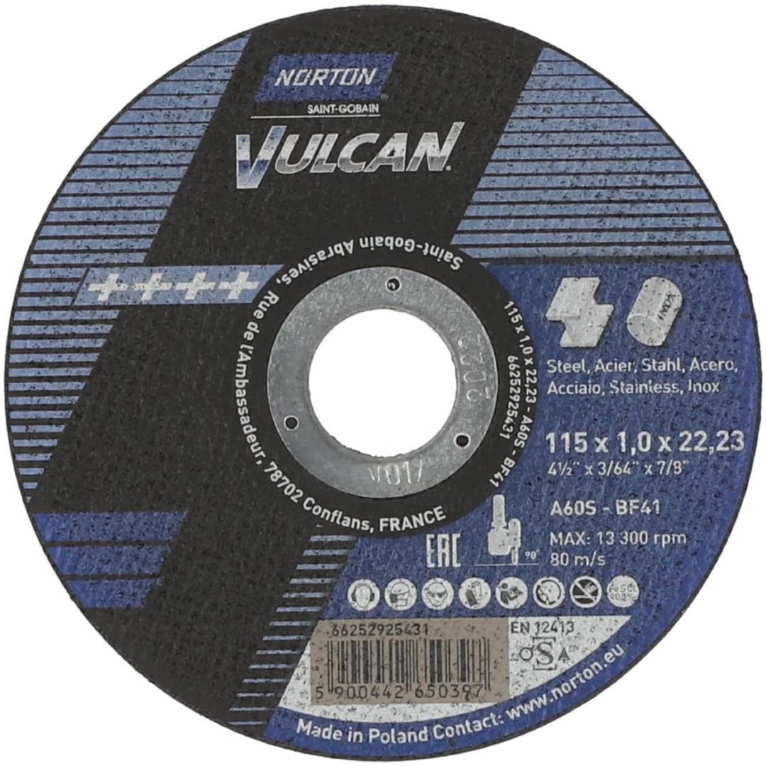 Kapskiva för vinkelslipmaskiner VULCAN NORTON KAPSKIVA 115X1,0X22 VULCAN