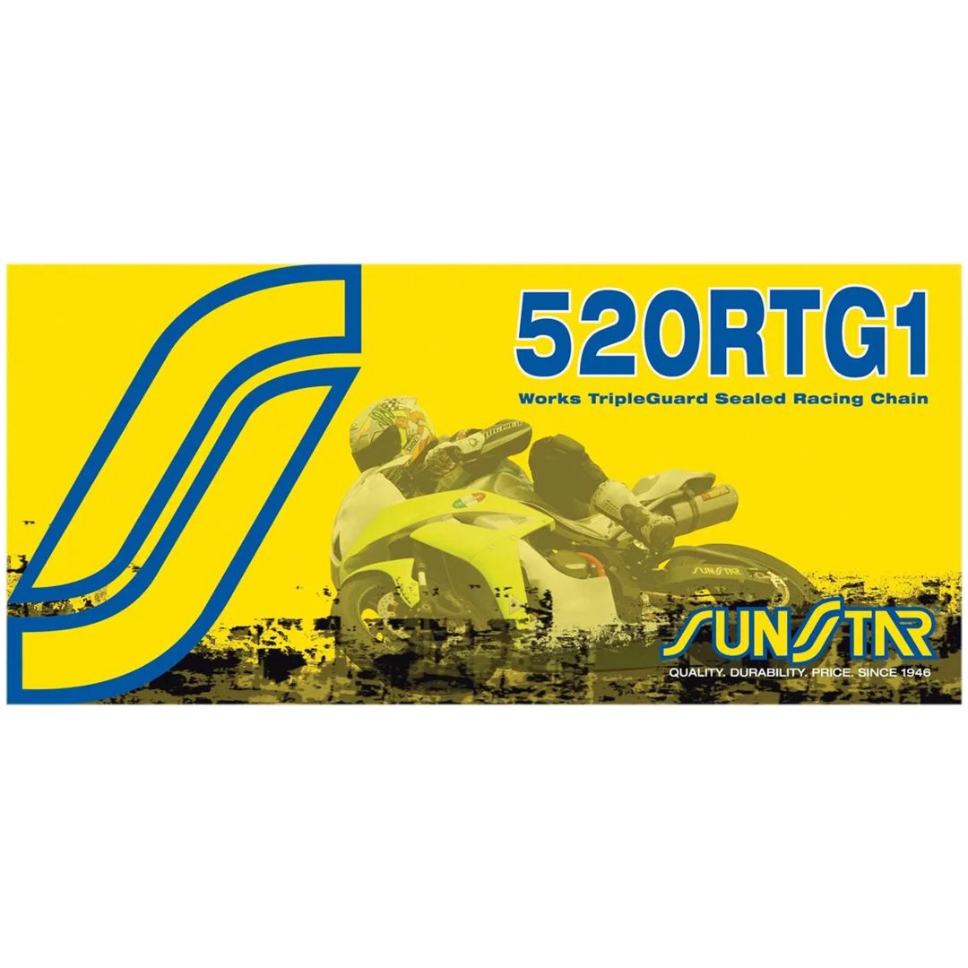Kedja W-Ring 520 RTG1 Guld SUNSTAR 100 länkar W-Ring