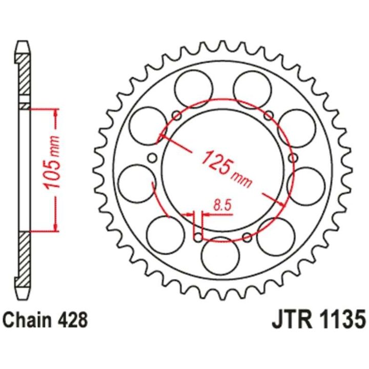 Kedjekit 428HDS HDR Superförstärkt Stål JT CHAINS – bild 3