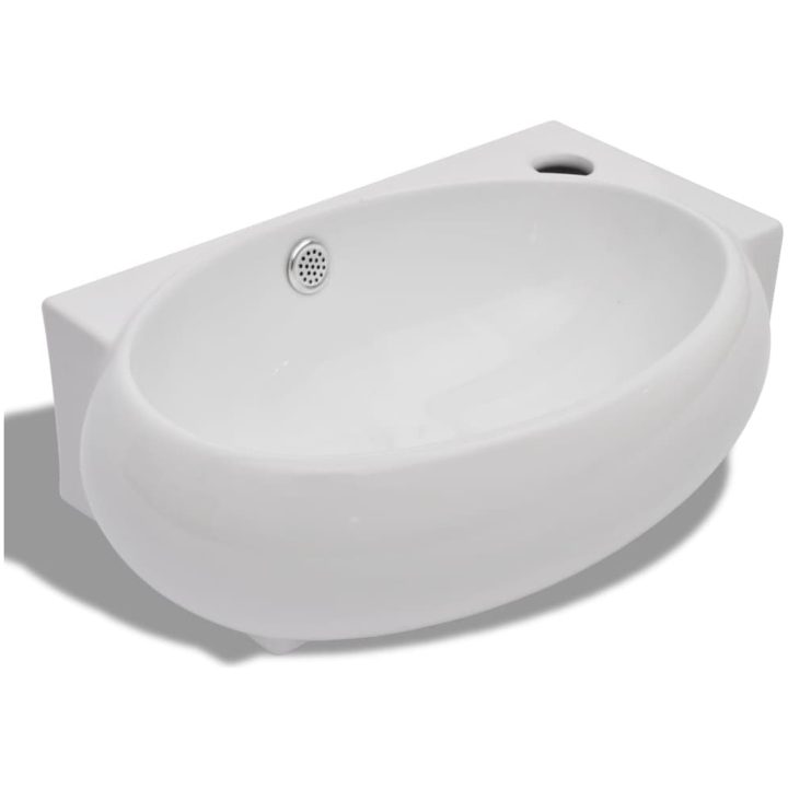 Keramiskt handfat ovalt vit vidaXL – bild 2