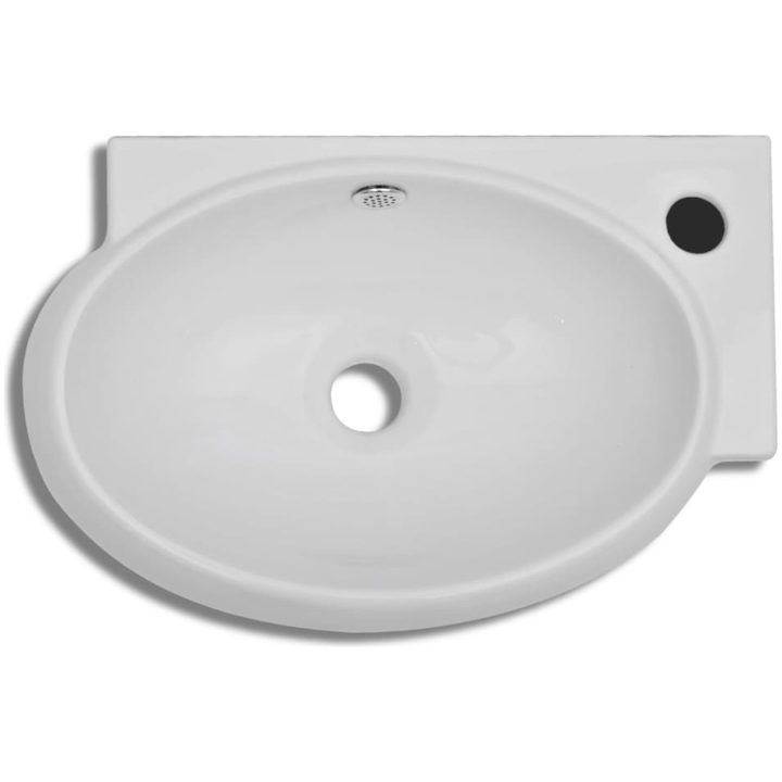 Keramiskt handfat ovalt vit vidaXL – bild 4