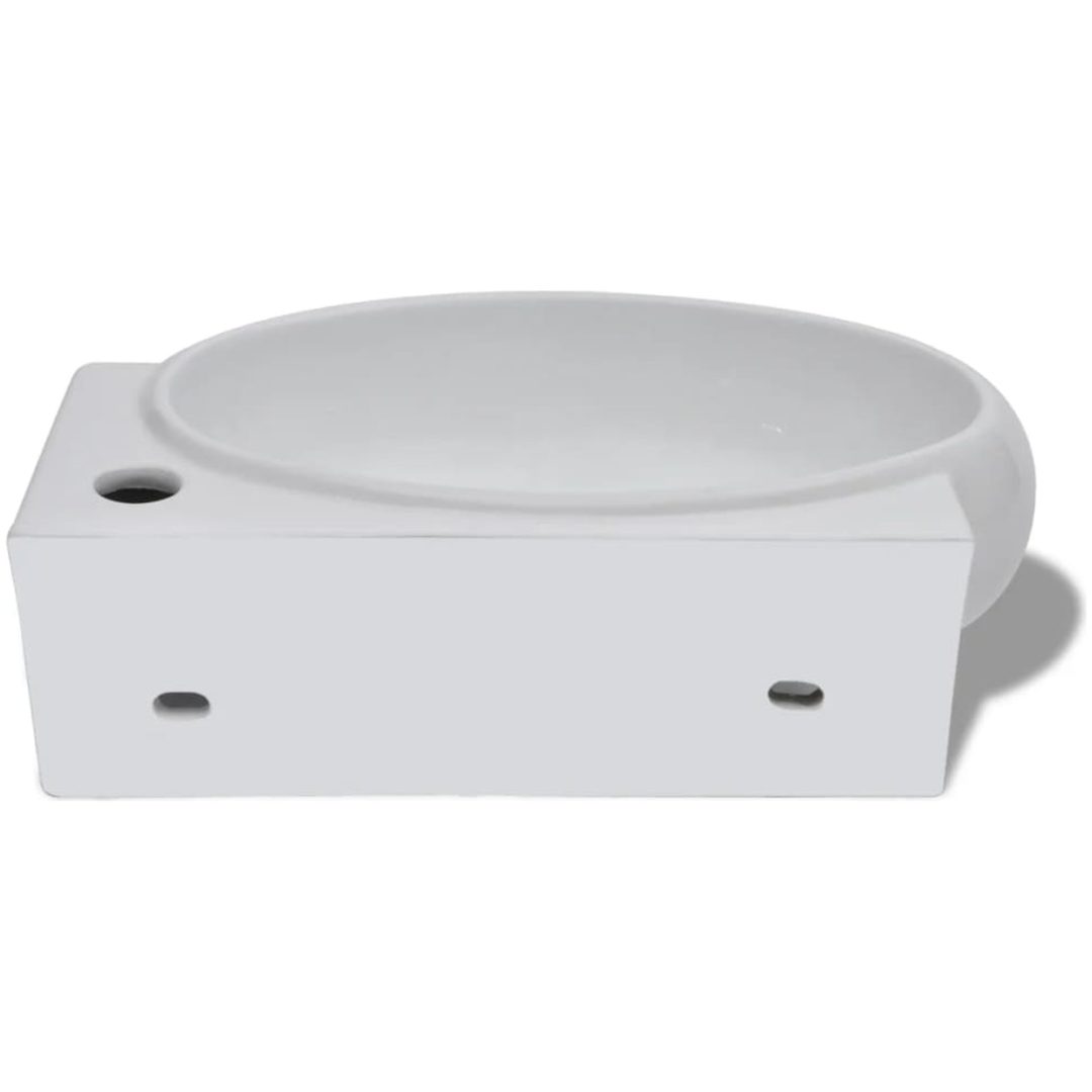 Keramiskt handfat ovalt vit vidaXL – bild 6