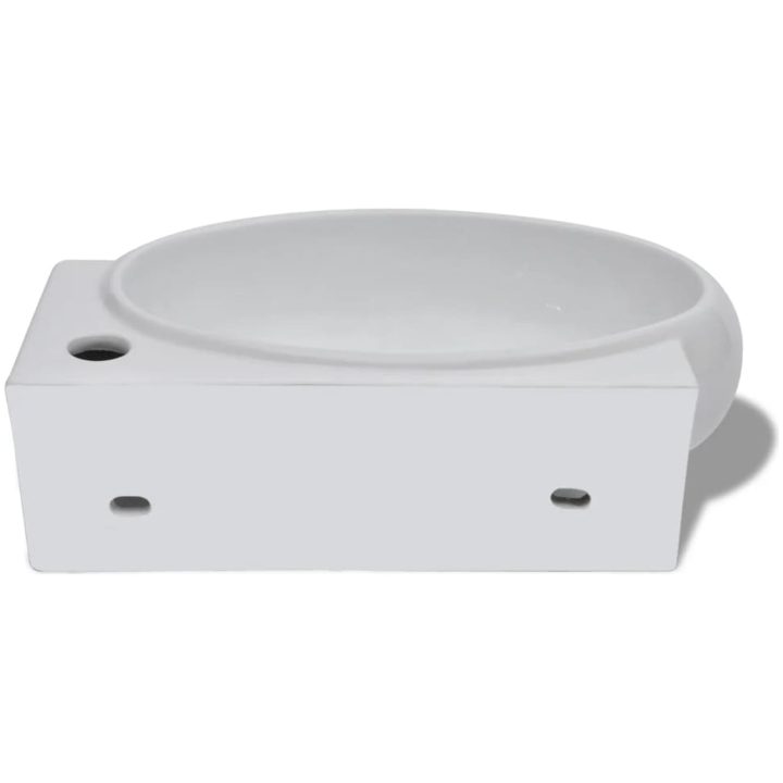 Keramiskt handfat ovalt vit vidaXL – bild 6