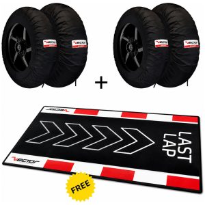 Kit - 2 Sets of Pro-Track 120/165 Tyre Warmers and Free Last Lap Paddock Mat VECTOR