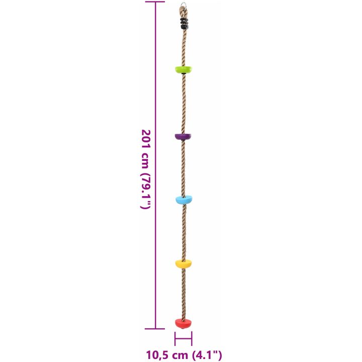 Klätterrep för barn med plattformar 200 cm vidaXL 10,5 x 10,5 x 201 cm – bild 7