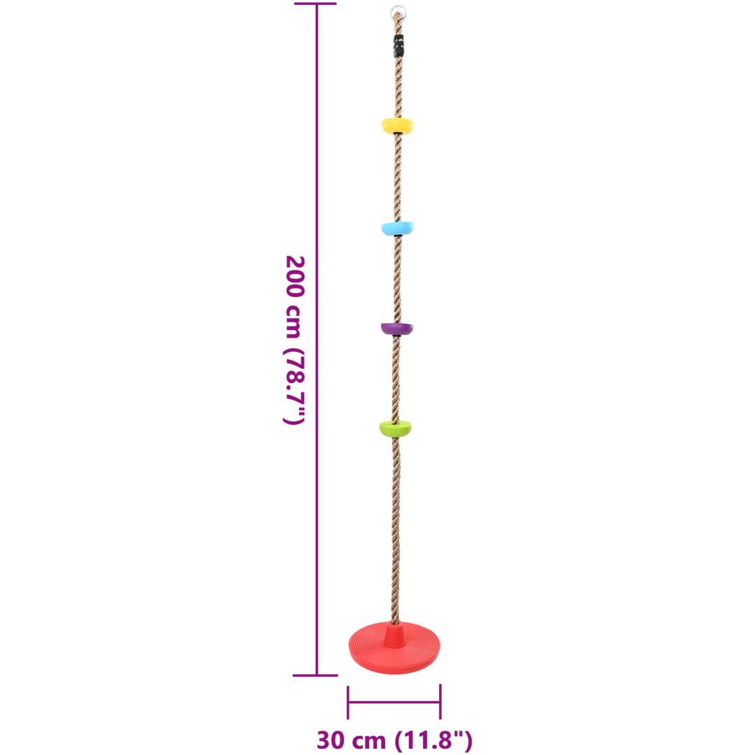 Klätterrep för barn med skivstol och plattformar 200 cm vidaXL 30 x 30 x 200 cm – bild 7