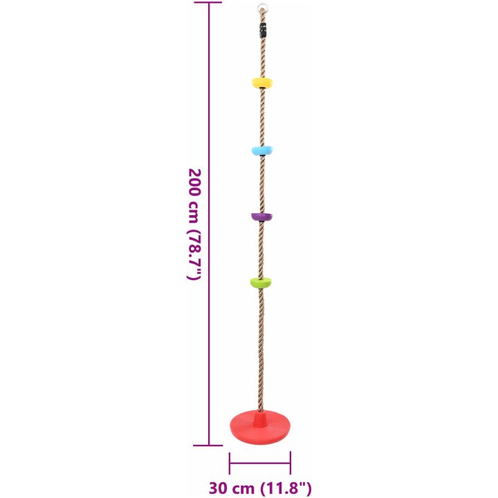 Klätterrep för barn med skivstol och plattformar 200 cm vidaXL 30 x 30 x 200 cm – bild 7