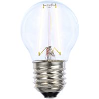 Klotlampa E27 2W LED filament 2700K, klar
