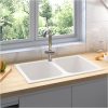 Kökssink Vit 760x480x184 mm Granit vidaXL Standard – miniatyr 1