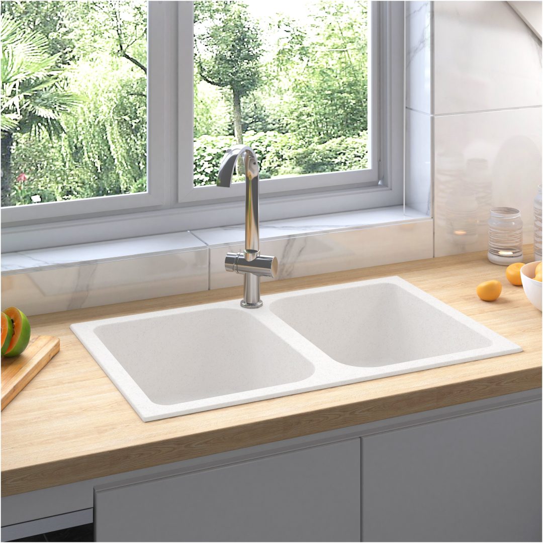 Kökssink Vit 760x480x184 mm Granit vidaXL Standard