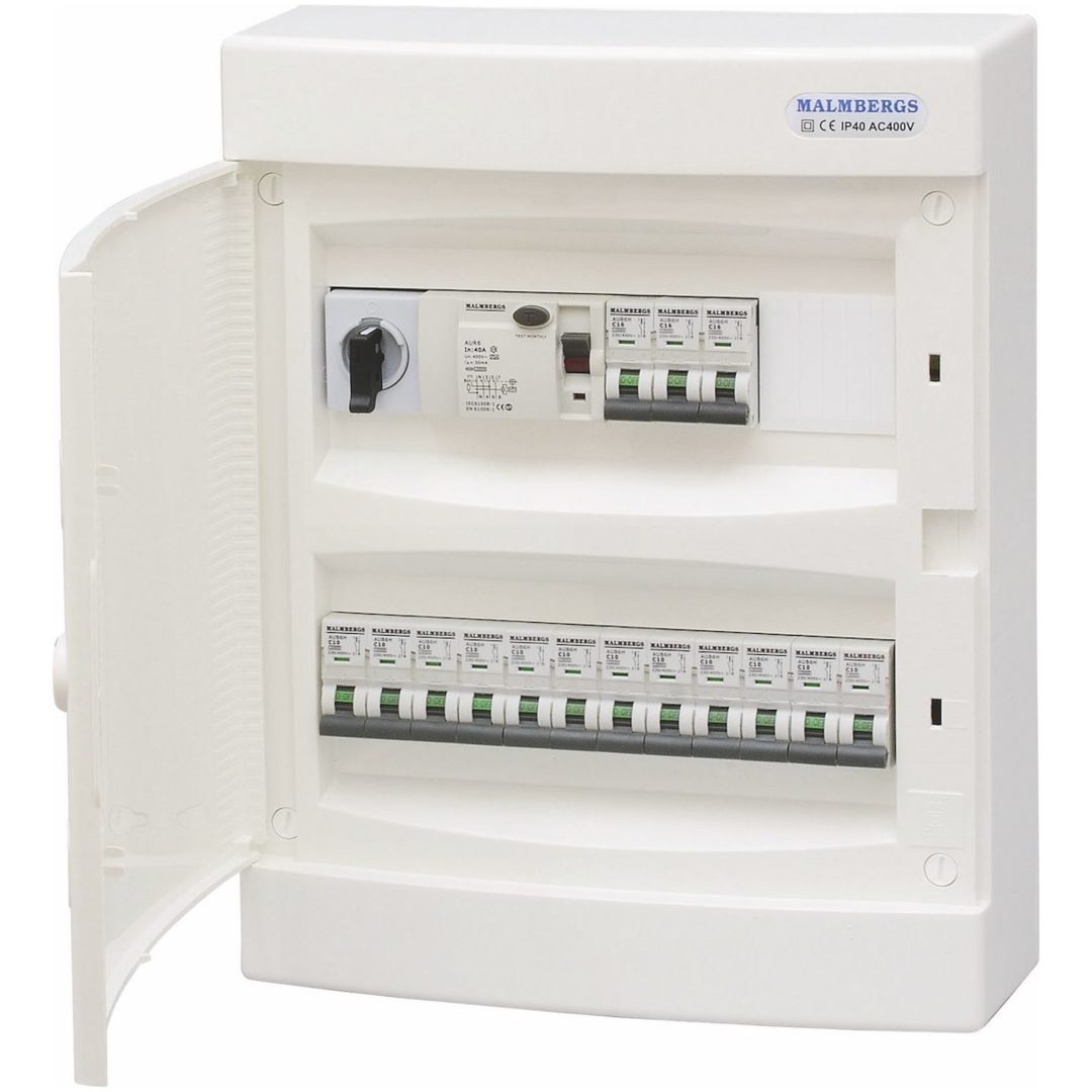 Komplett normcentral i plast, 2x12 moduler MALMBERGS
