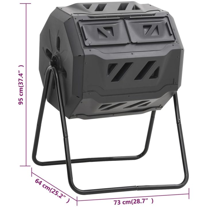 Kompostlåda för trädgården svart 73x64x95 cm 160 L vidaXL – bild 7