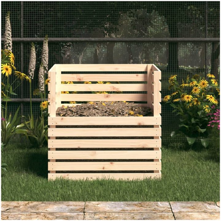 Kompostlåda massiv furu vidaXL 80 x 80 x 78 cm – bild 3