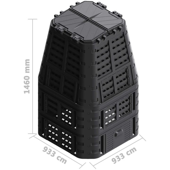 Kompostlåda svart 93,3x93,3x146 cm 1000 L vidaXL – bild 10