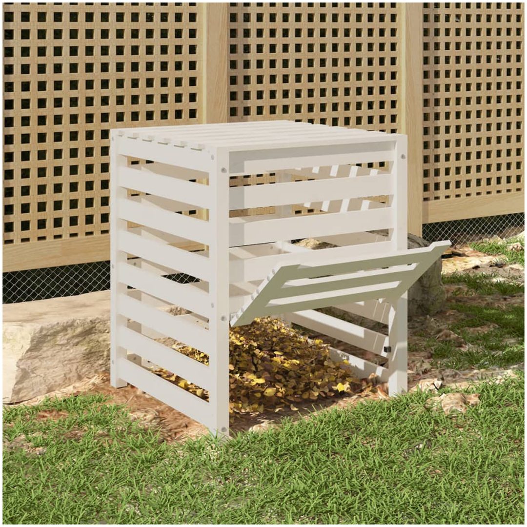 Kompostlåda vit massiv furu vidaXL 63.5 x 63.5 x 77.5 cm – bild 3