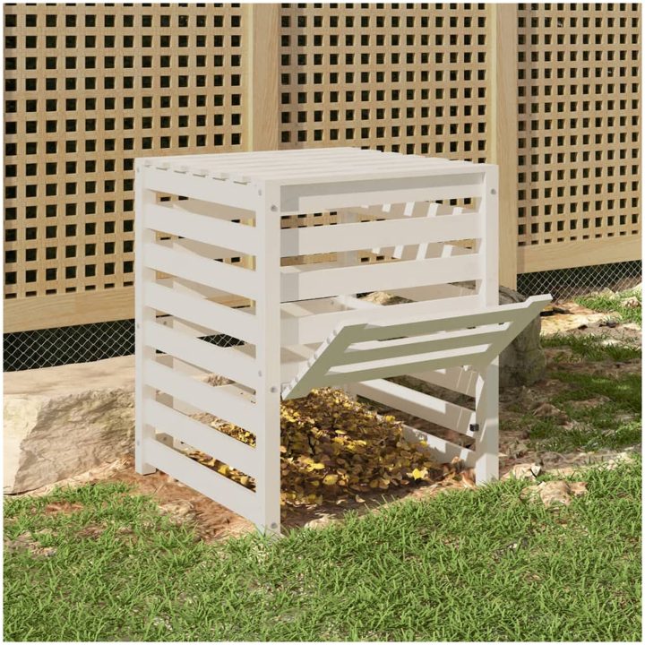 Kompostlåda vit massiv furu vidaXL 63.5 x 63.5 x 77.5 cm – bild 3